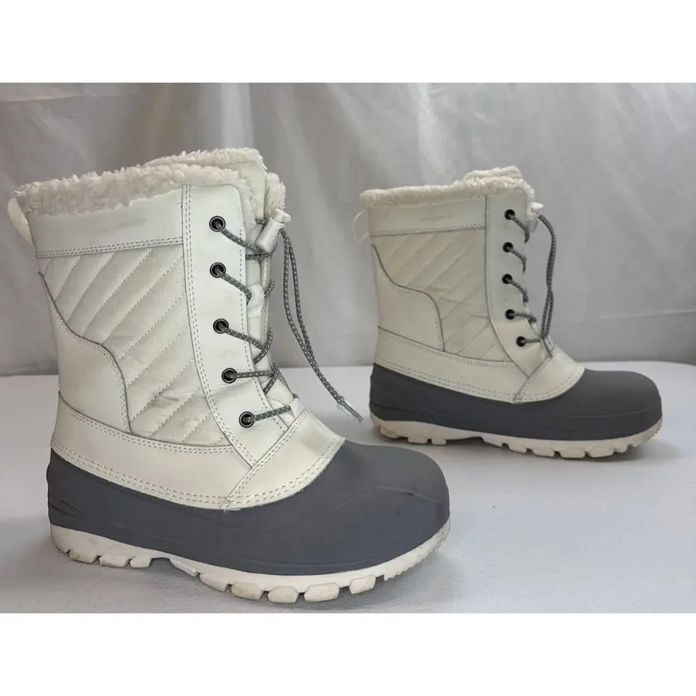 All In Motion Skylar Easy-On Kids Winter Boots Thermolite Cream Gray Size 4